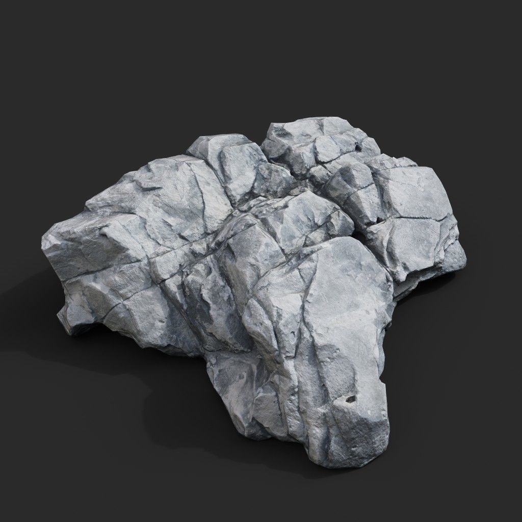 Low Poly Rock 3D Model – Ultra HD 16K Texture Game Asset, FBX, OBJ - View 5
