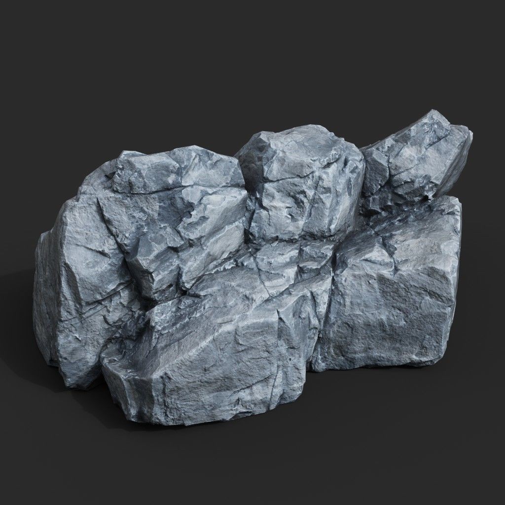 Low Poly Rock 3D Model – Ultra HD 16K Texture Game Asset, FBX, OBJ - View 7