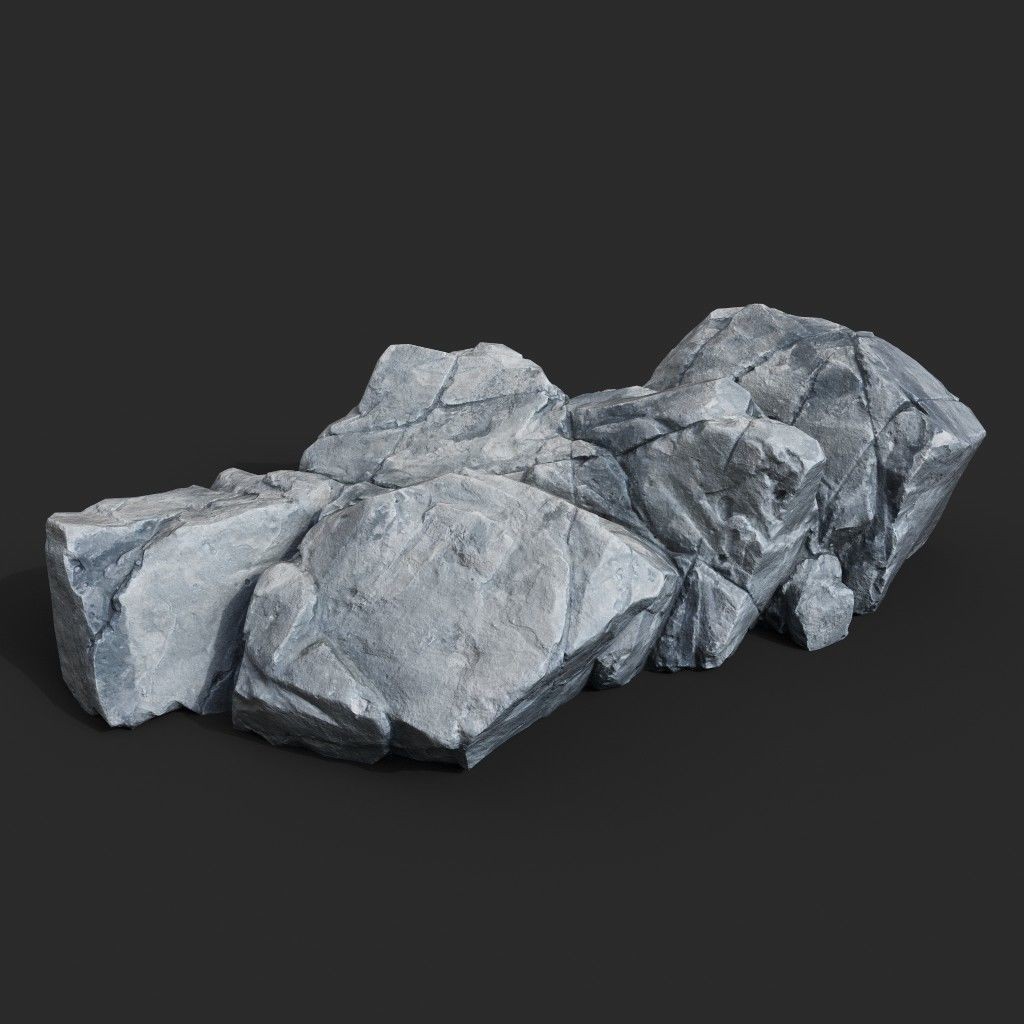 Low Poly Rock 3D Model – Ultra HD 16K Texture Game Asset, FBX, OBJ - View 9