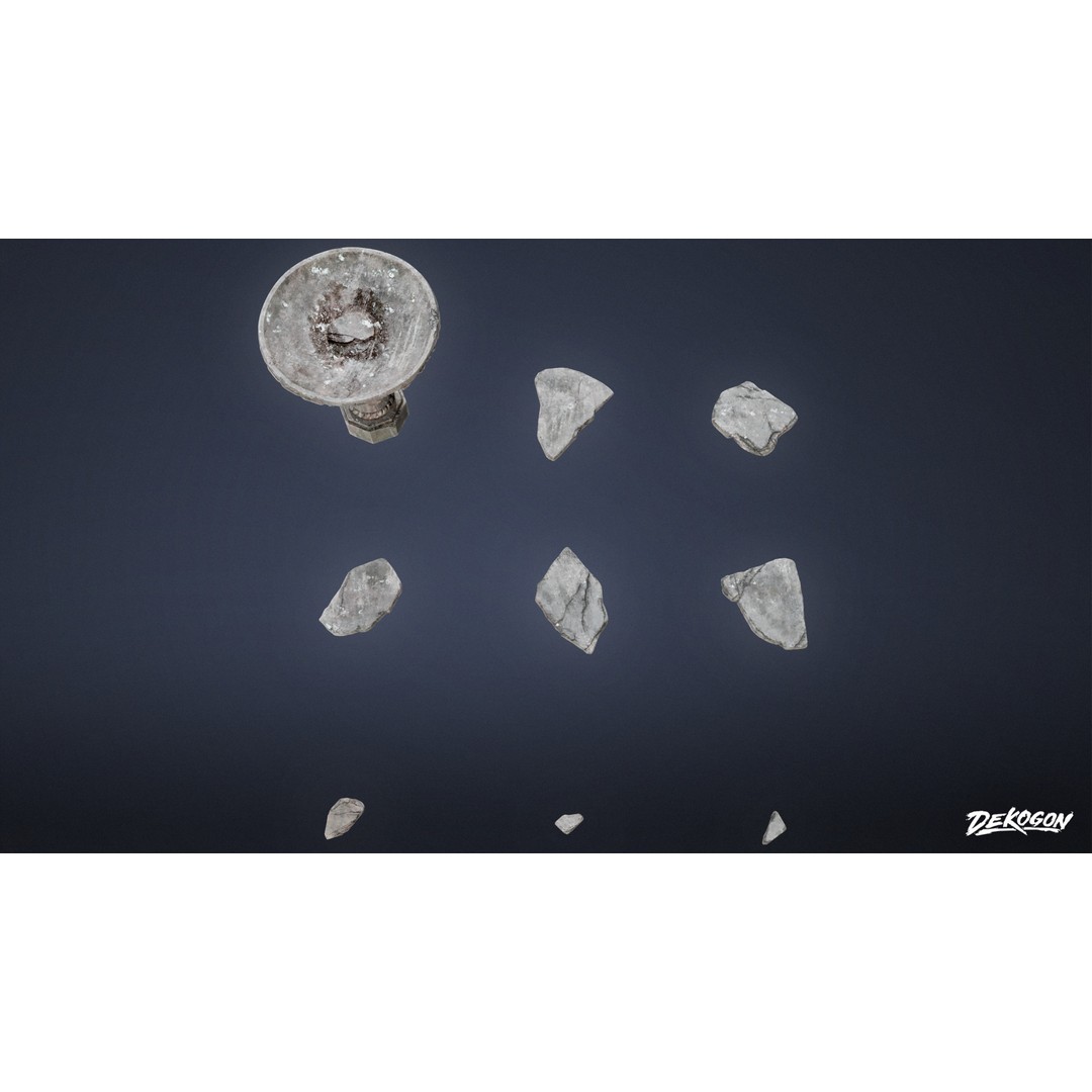 Stones Bird Bath 3D Model – Low Poly Game Asset, FBX - View 22