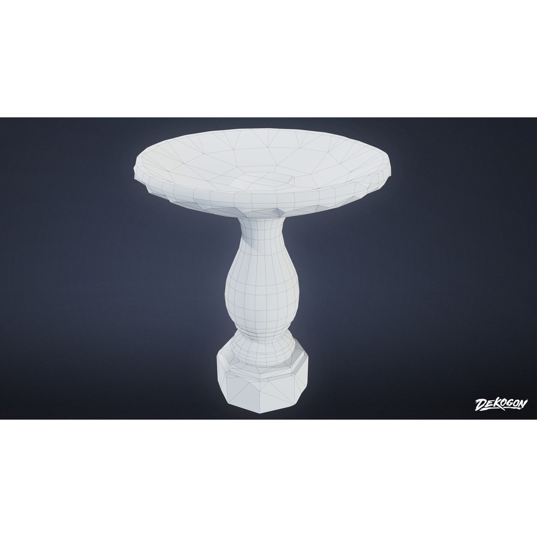 Stones Bird Bath 3D Model – Low Poly Game Asset, FBX - View 24