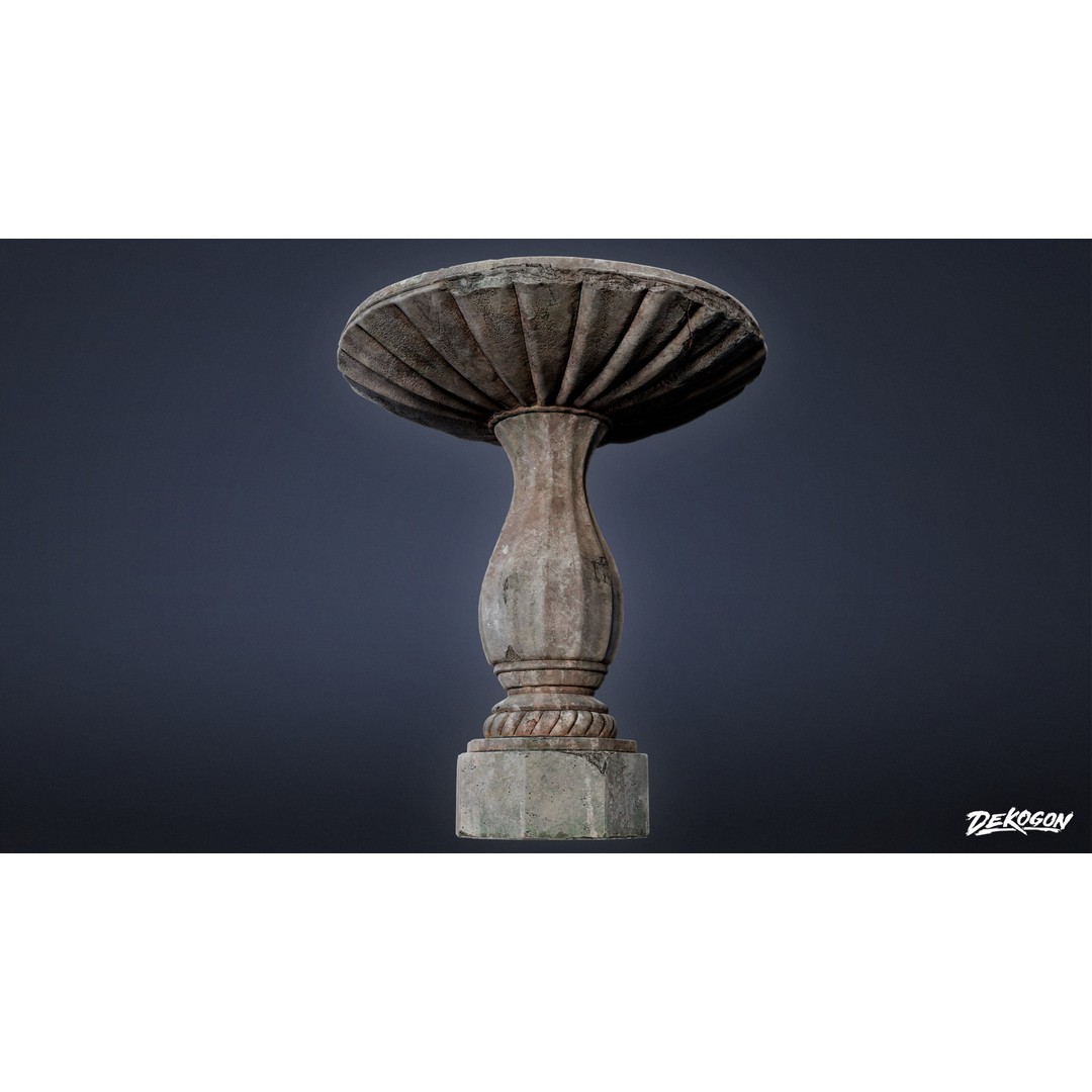 Stones Bird Bath 3D Model – Low Poly Game Asset, FBX - View 6