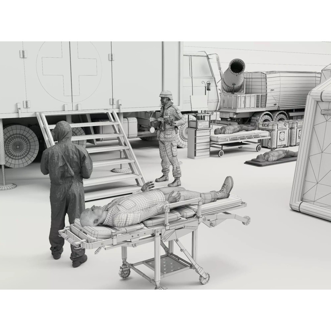 Army Medic Camp Tent 3D Model – Low Poly Medical Props Pack, FBX