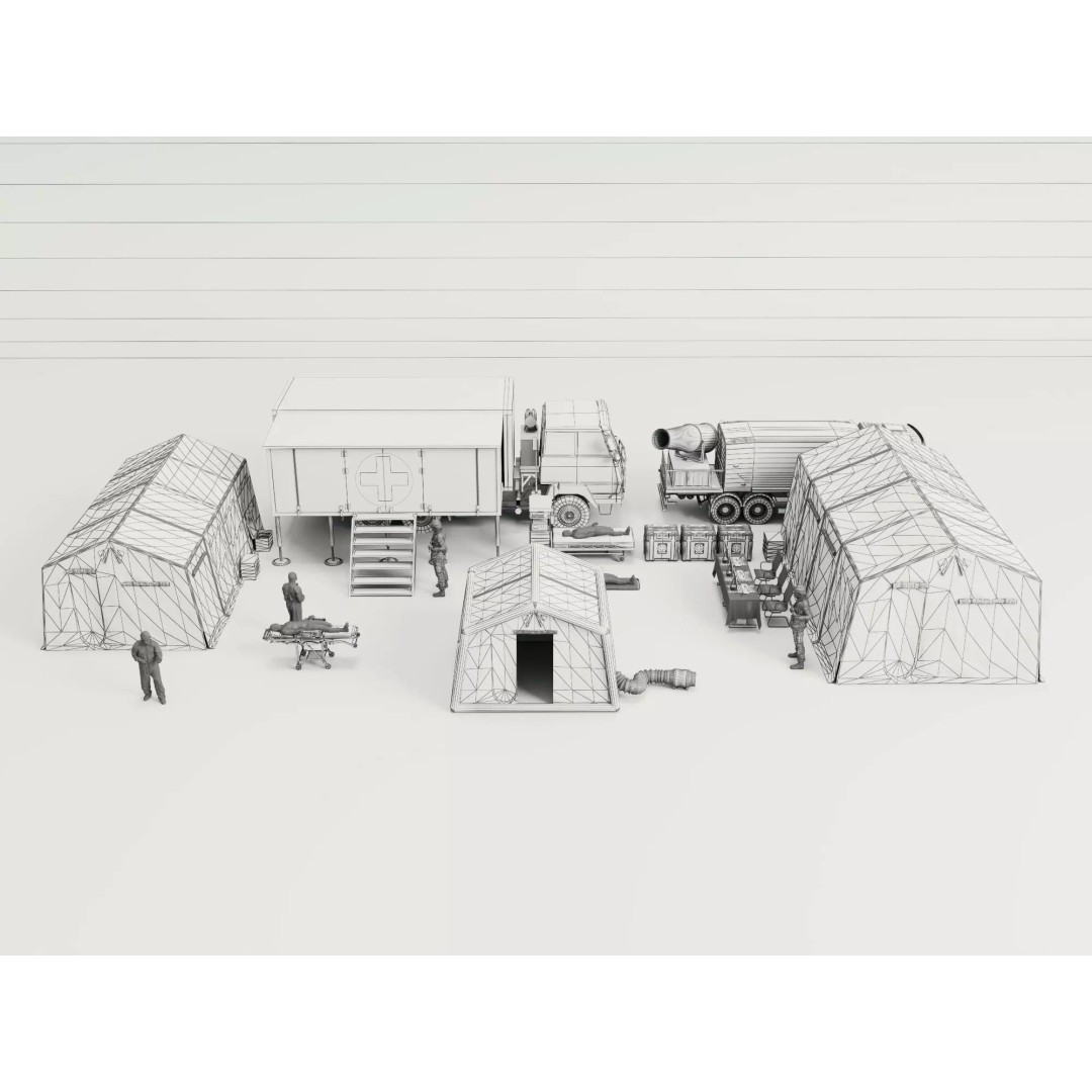 Army Medic Camp Tent 3D Model – Low Poly Medical Props Pack, FBX - View 13