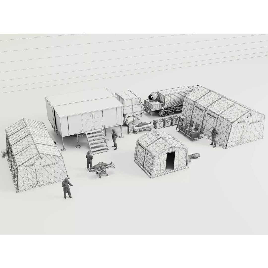 Army Medic Camp Tent 3D Model – Low Poly Medical Props Pack, FBX - View 14