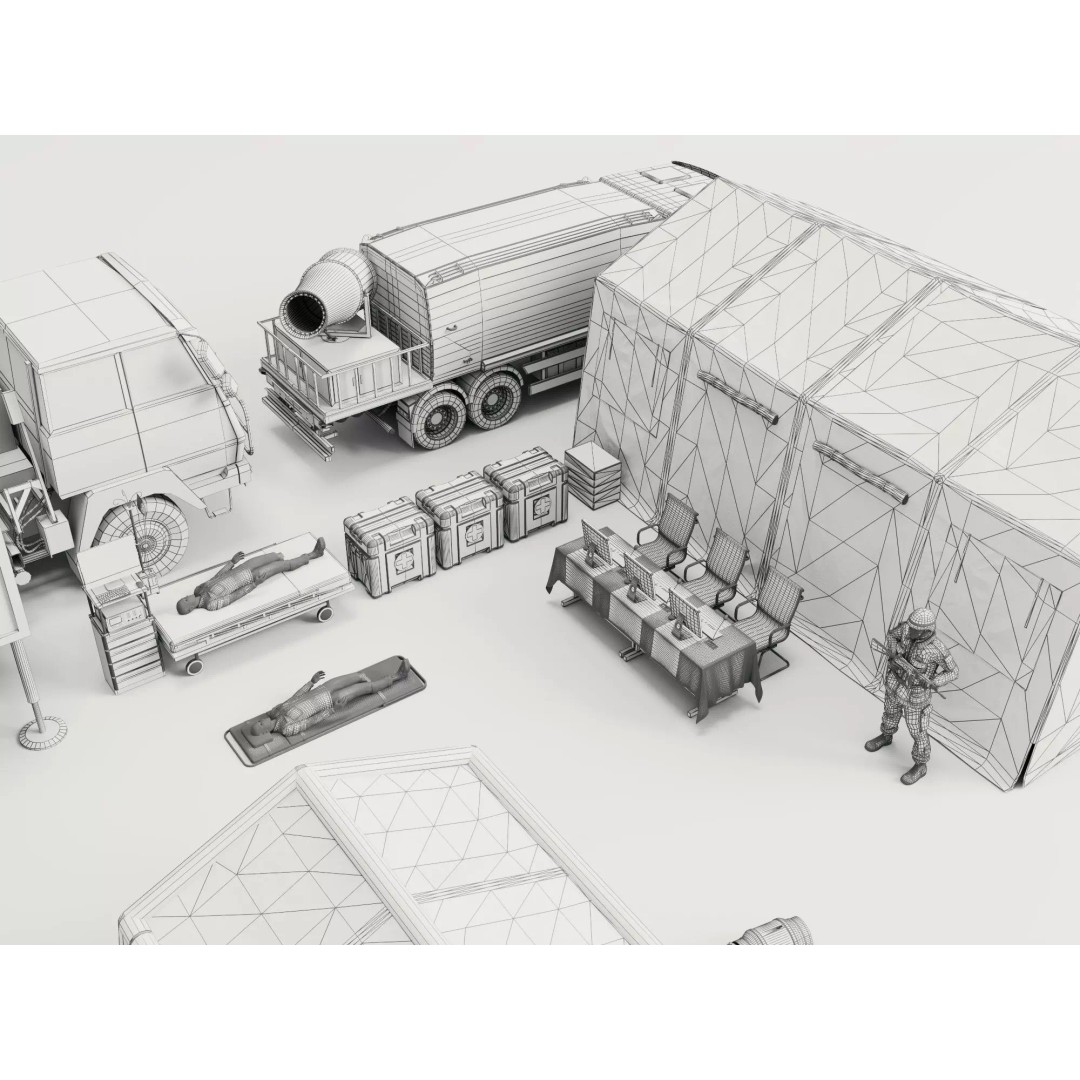 Army Medic Camp Tent 3D Model – Low Poly Medical Props Pack, FBX - View 17