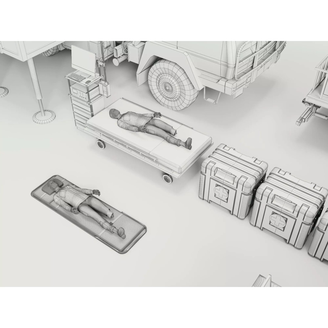 Army Medic Camp Tent 3D Model – Low Poly Medical Props Pack, FBX - View 19
