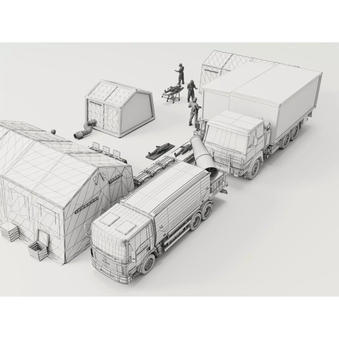 Army Medic Camp Tent 3D Model – Low Poly Medical Props Pack, FBX - View 20