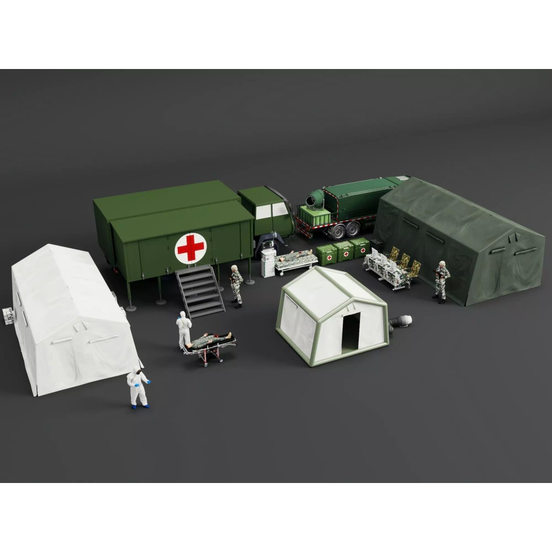 Army Medic Camp Tent 3D Model – Low Poly Medical Props Pack, FBX - View 4