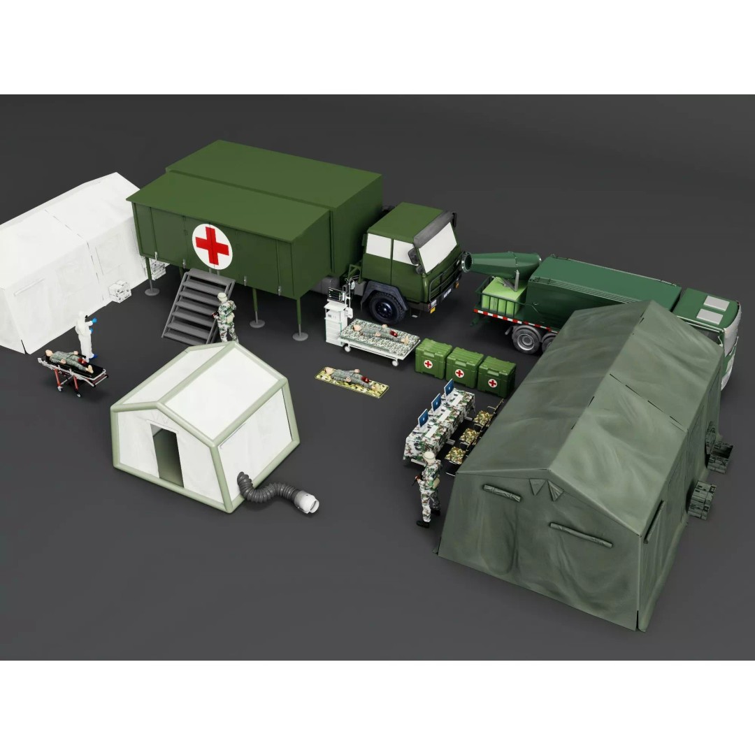 Army Medic Camp Tent 3D Model – Low Poly Medical Props Pack, FBX - View 5