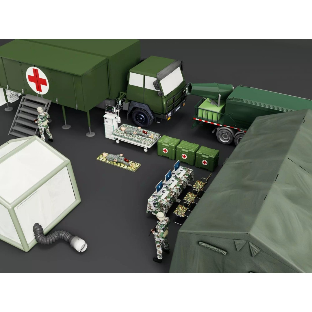 Army Medic Camp Tent 3D Model – Low Poly Medical Props Pack, FBX - View 6