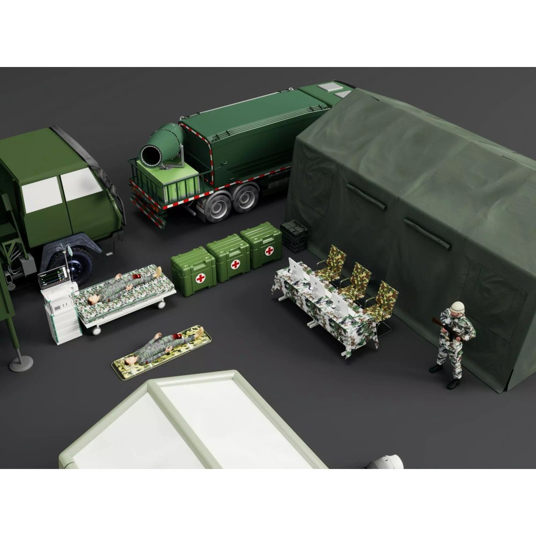 Army Medic Camp Tent 3D Model – Low Poly Medical Props Pack, FBX - View 7