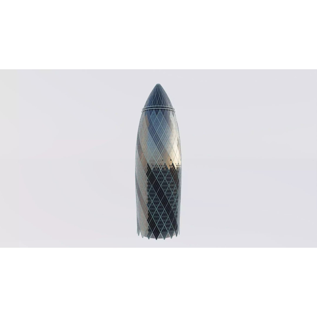 The Gherkin Skyscraper 3D Model – Detailed Urban Architecture, FBX - View 2