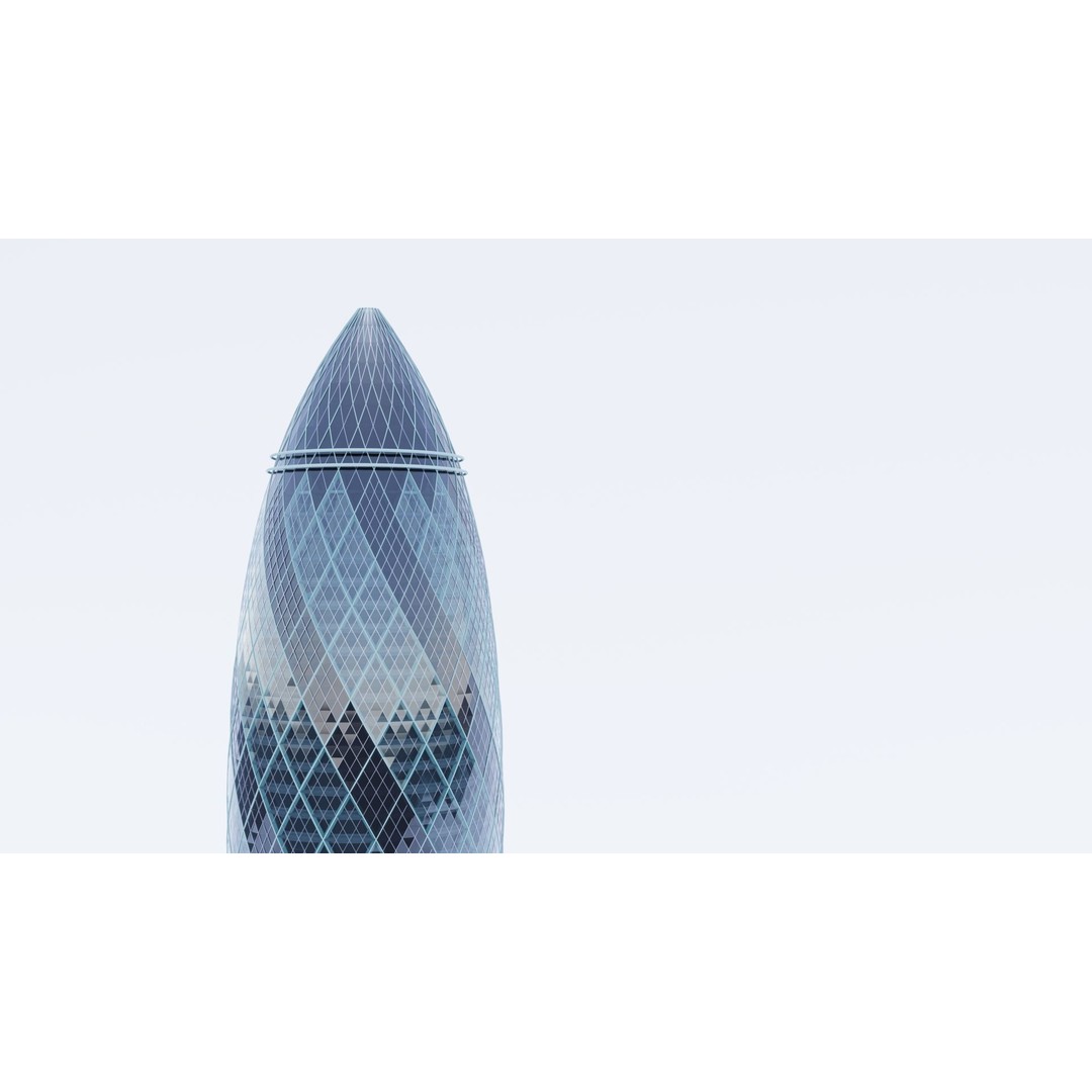 The Gherkin Skyscraper 3D Model – Detailed Urban Architecture, FBX - View 3