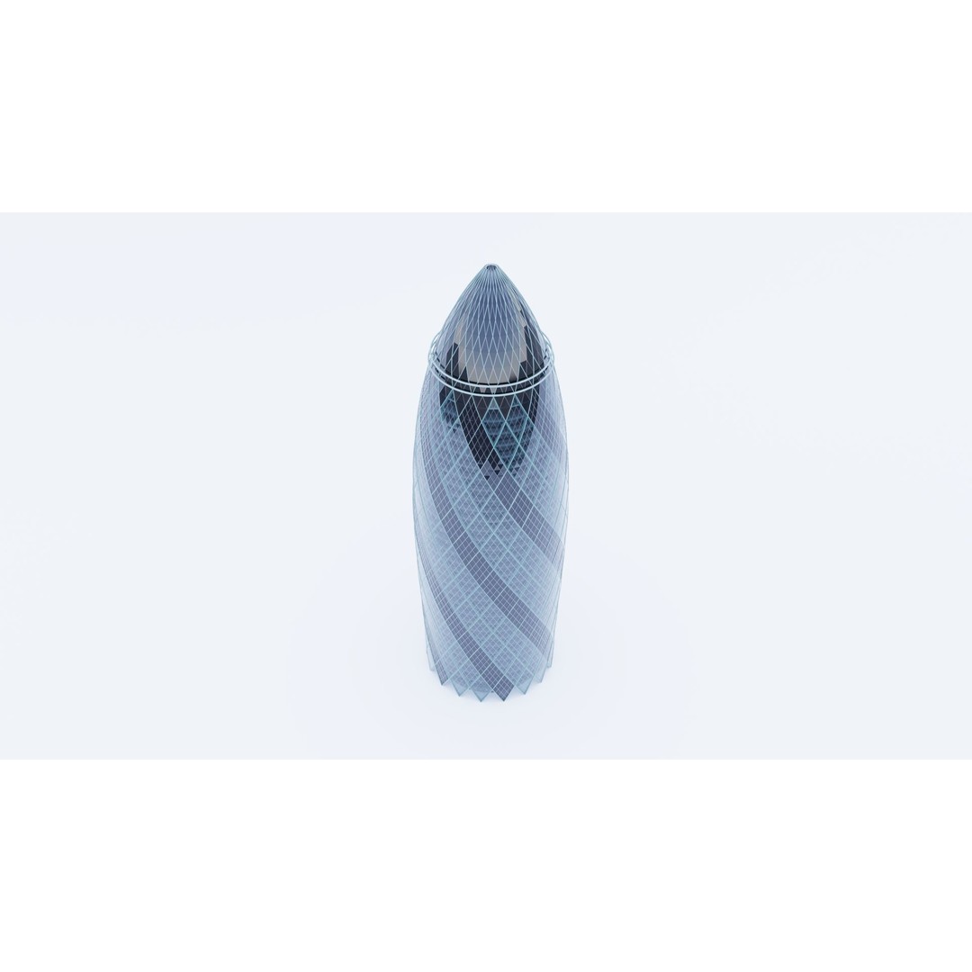 The Gherkin Skyscraper 3D Model – Detailed Urban Architecture, FBX - View 4