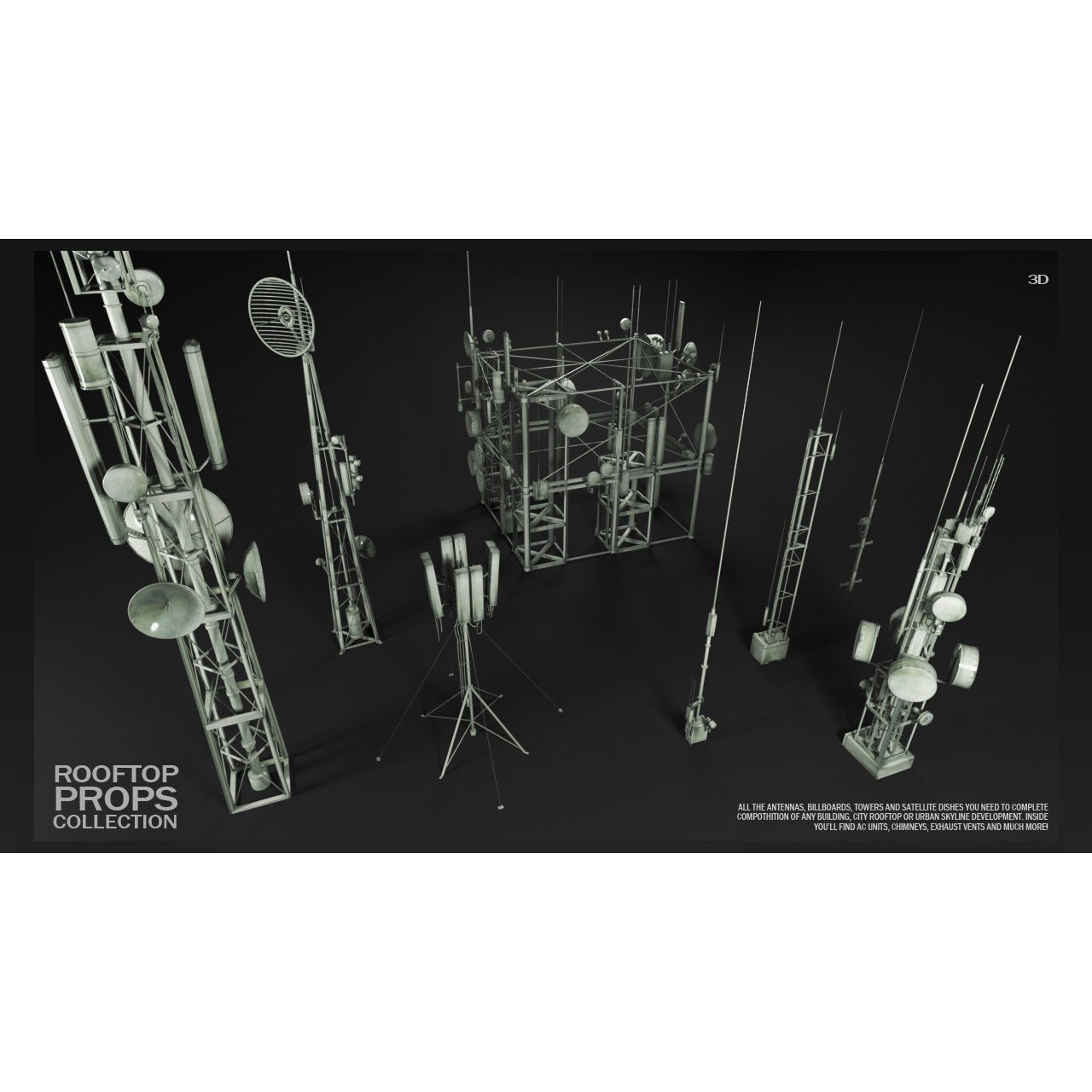 Rooftop Props Collection - 3D Model - View 5