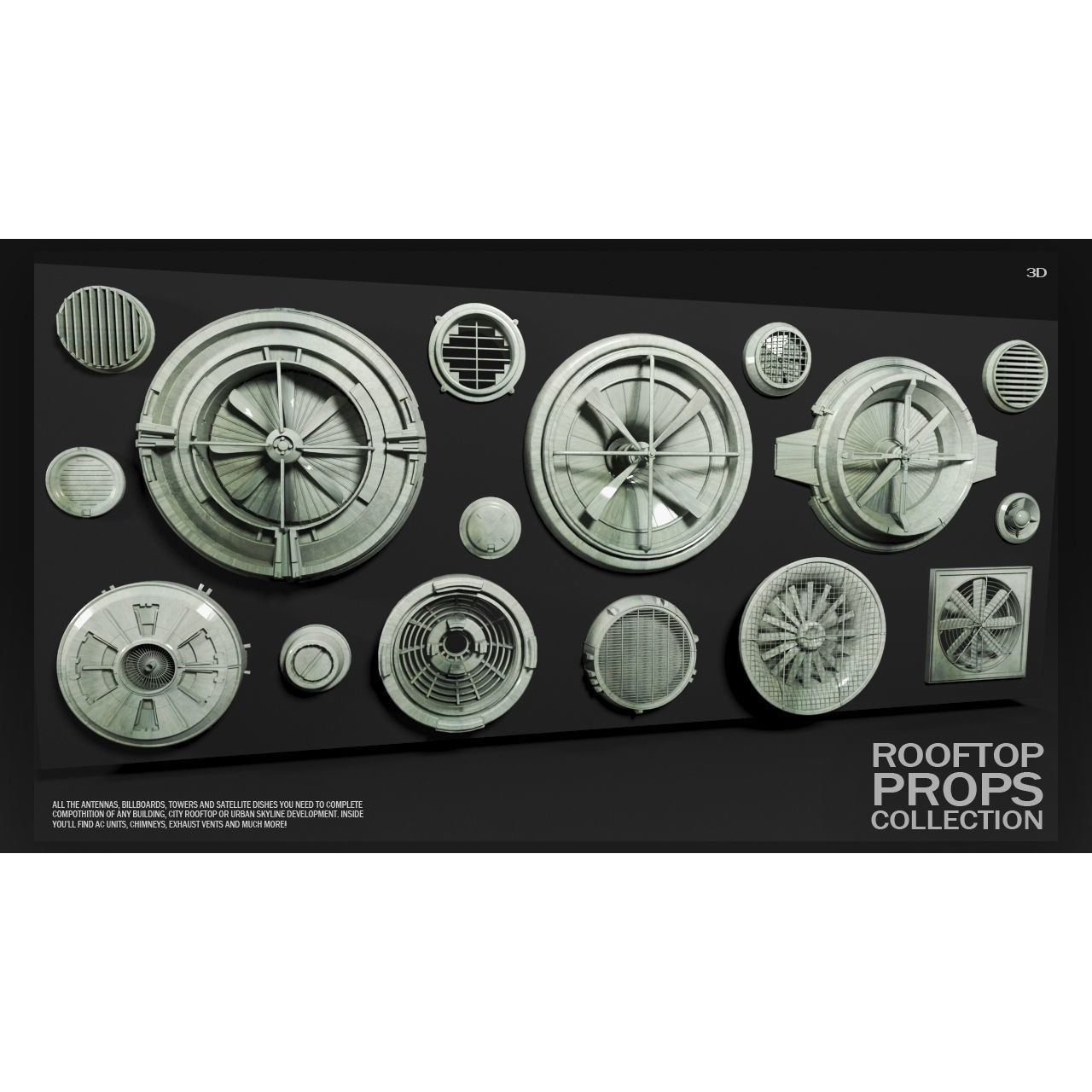 Rooftop Props Collection - 3D Model - View 9