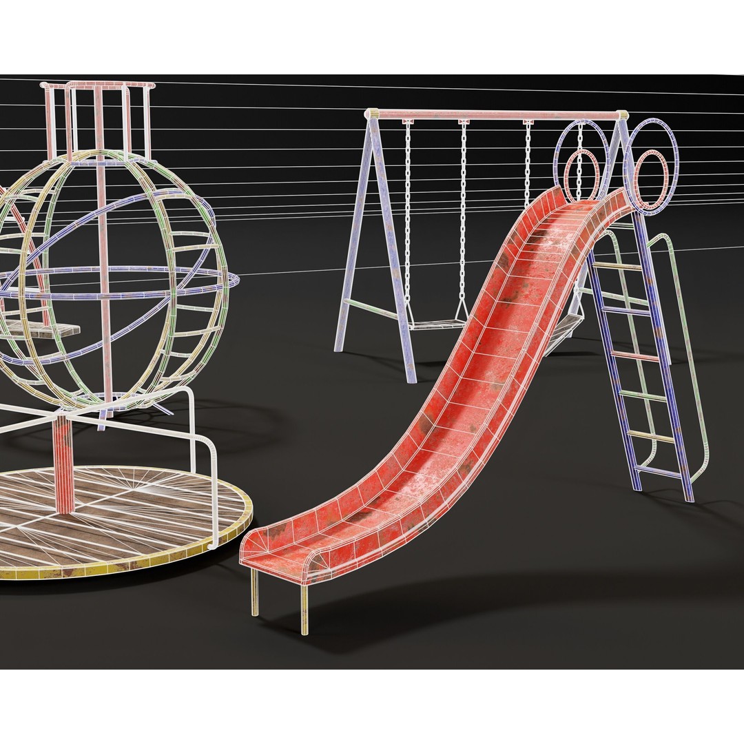 Playground Jungle Gym Set 3D Model – Low Poly PBR Game Asset, FBX - View 10