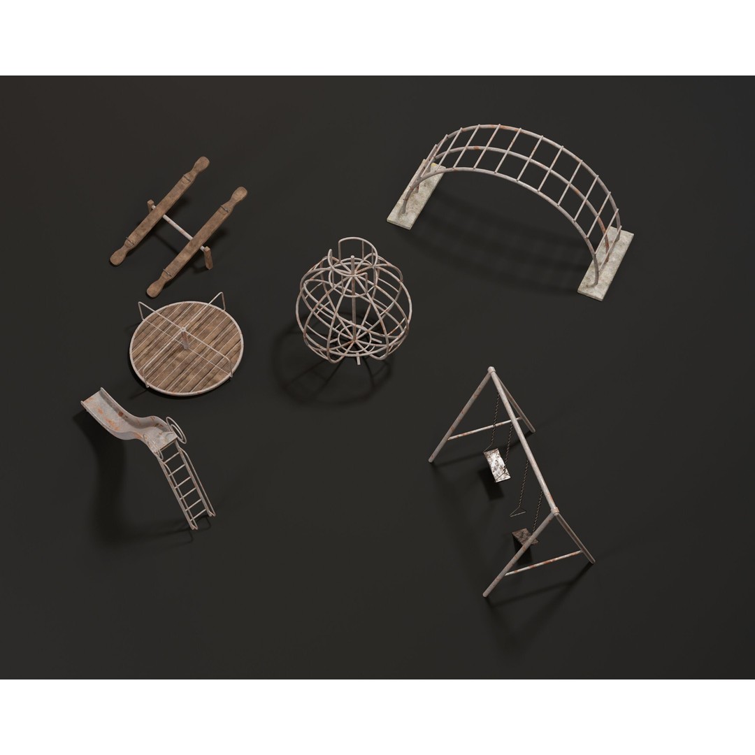 Playground Jungle Gym Set 3D Model – Low Poly PBR Game Asset, FBX - View 11