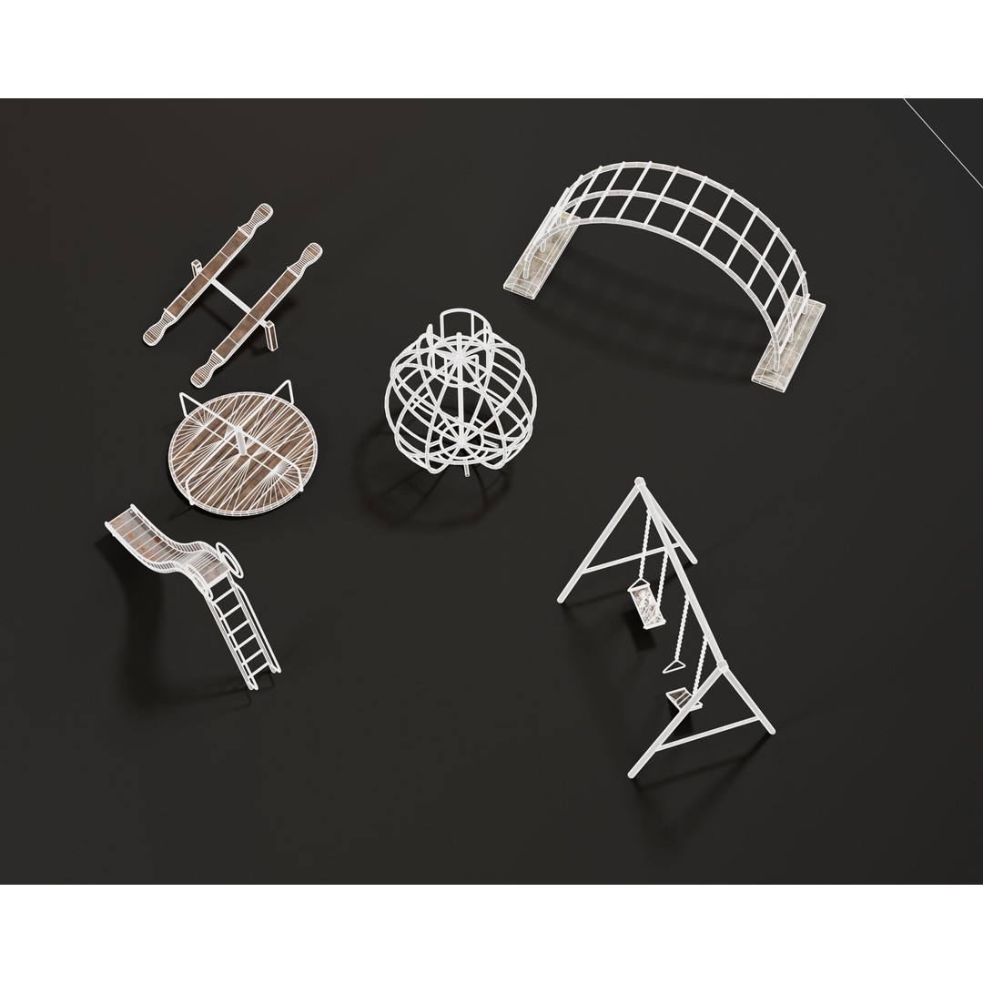 Playground Jungle Gym Set 3D Model – Low Poly PBR Game Asset, FBX - View 12