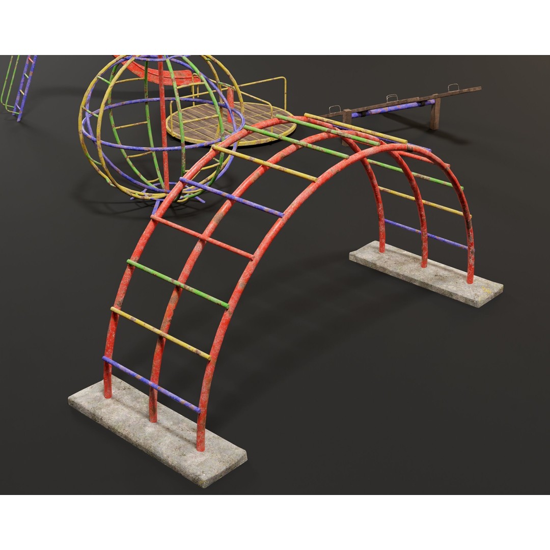 Playground Jungle Gym Set 3D Model – Low Poly PBR Game Asset, FBX - View 15