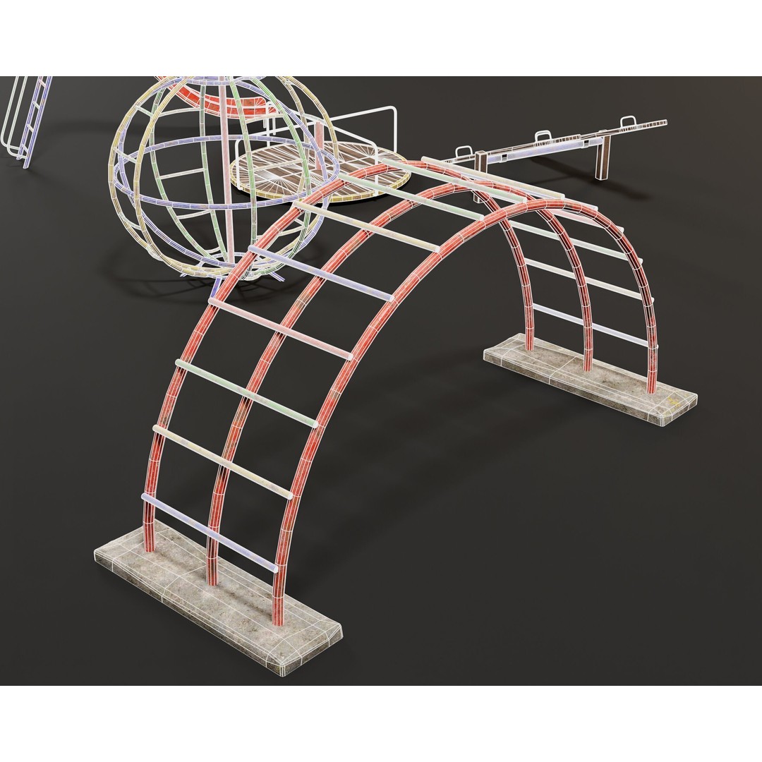 Playground Jungle Gym Set 3D Model – Low Poly PBR Game Asset, FBX - View 16