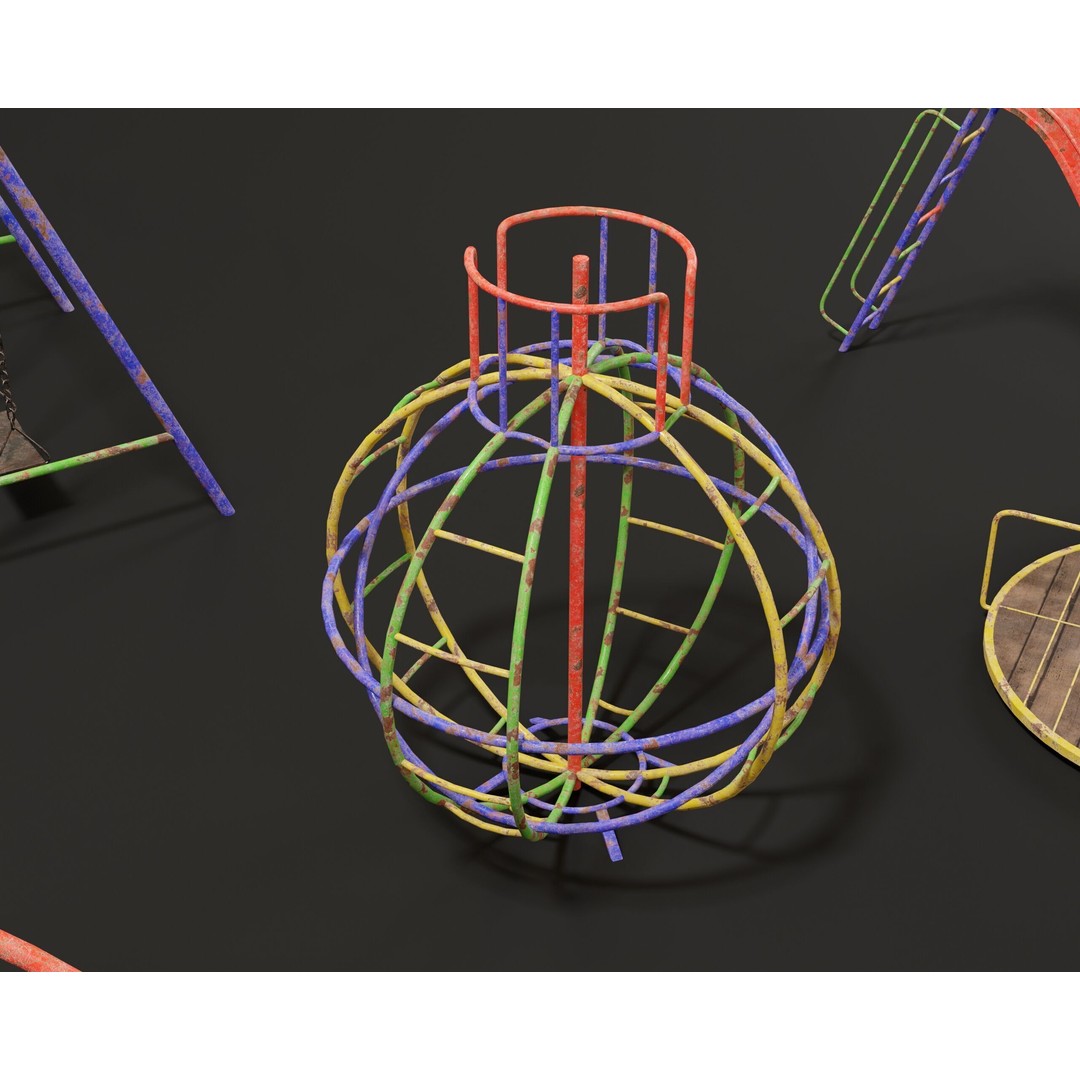 Playground Jungle Gym Set 3D Model – Low Poly PBR Game Asset, FBX - View 17
