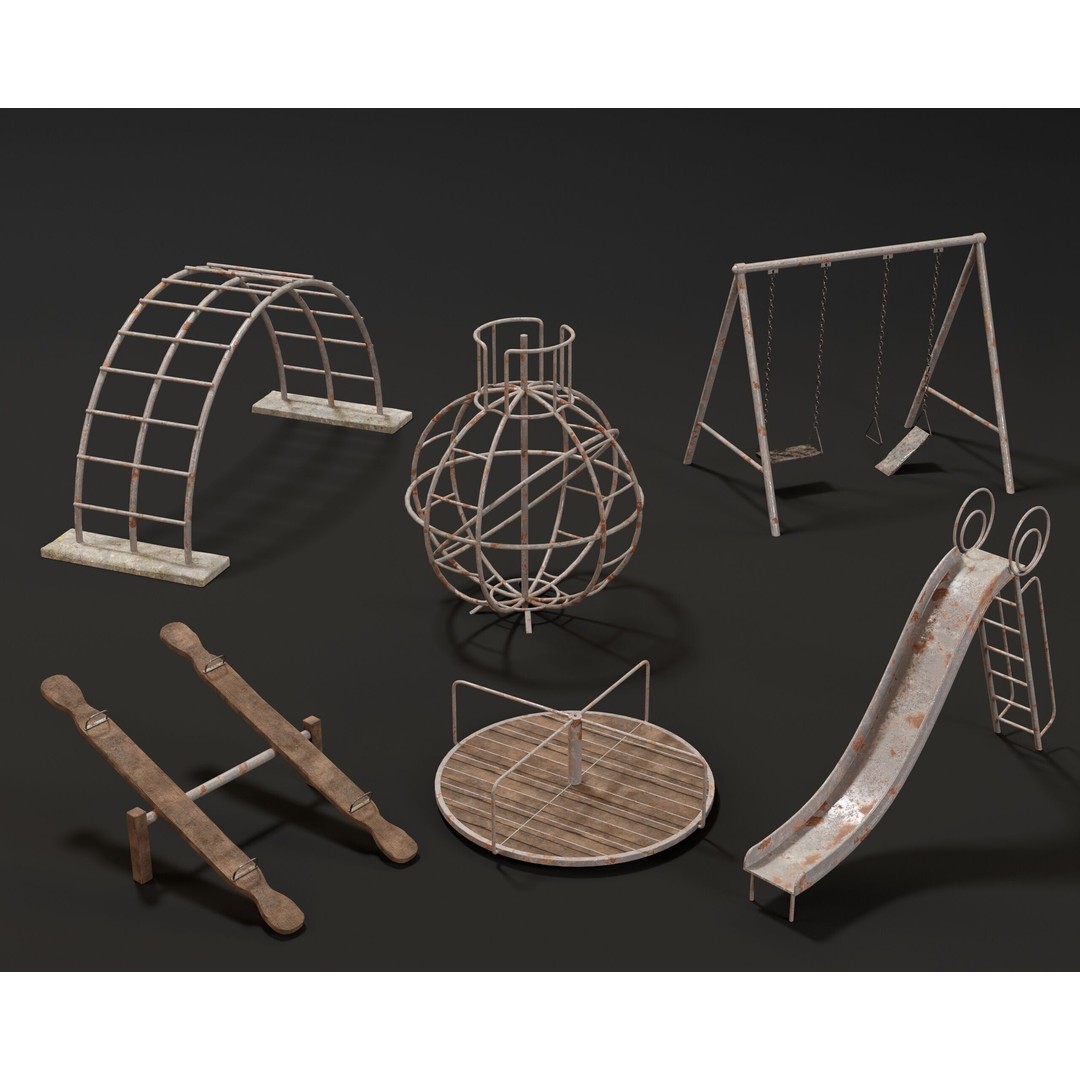 Playground Jungle Gym Set 3D Model – Low Poly PBR Game Asset, FBX - View 5