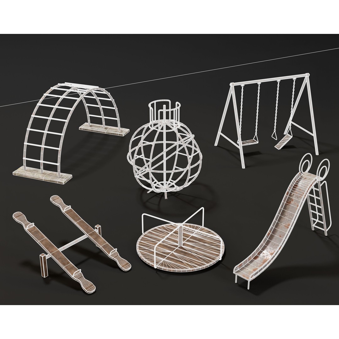 Playground Jungle Gym Set 3D Model – Low Poly PBR Game Asset, FBX - View 6