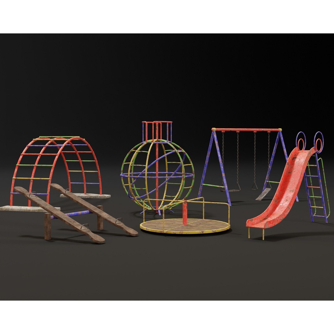 Playground Jungle Gym Set 3D Model – Low Poly PBR Game Asset, FBX - View 7