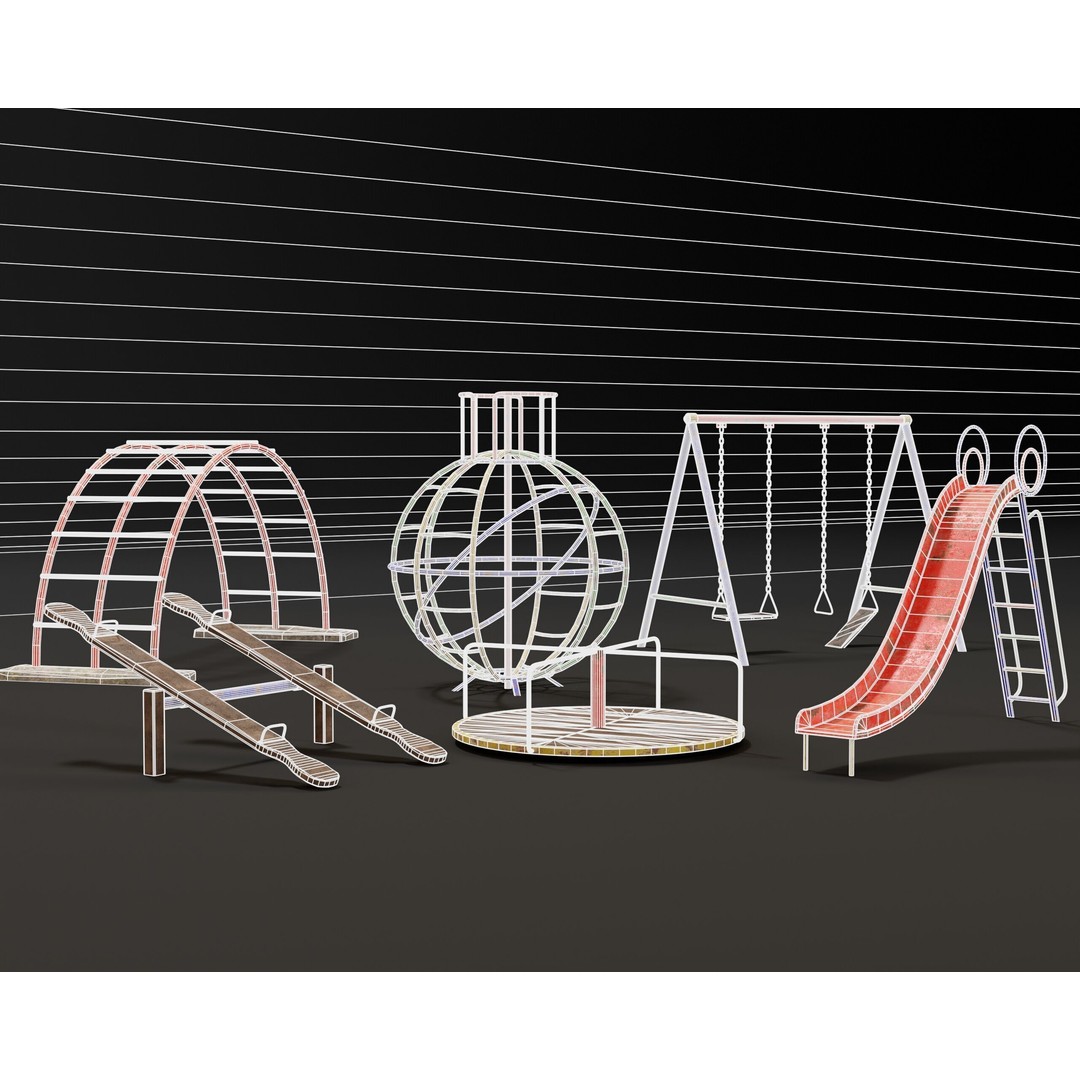 Playground Jungle Gym Set 3D Model – Low Poly PBR Game Asset, FBX - View 8