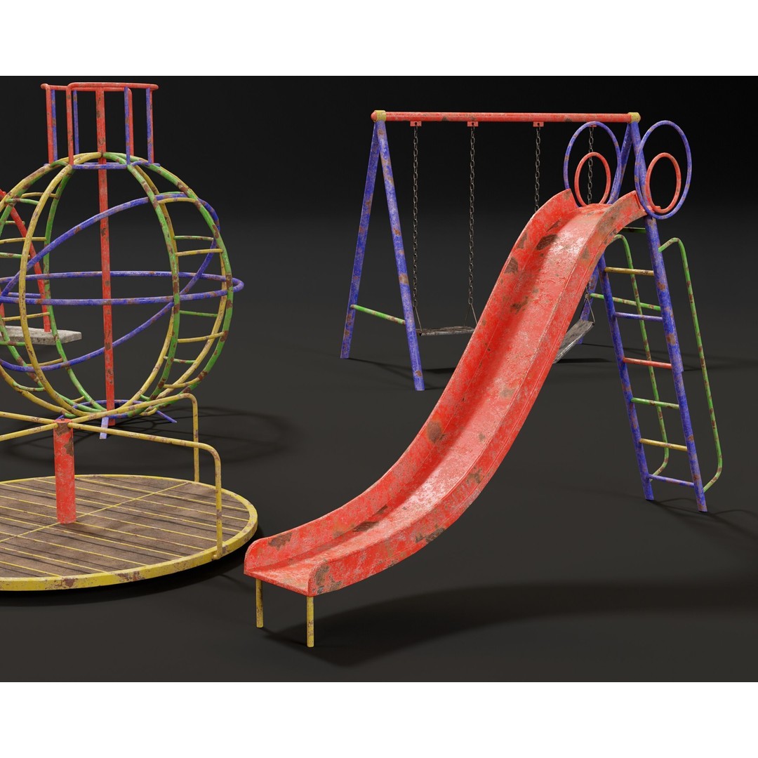 Playground Jungle Gym Set 3D Model – Low Poly PBR Game Asset, FBX - View 9