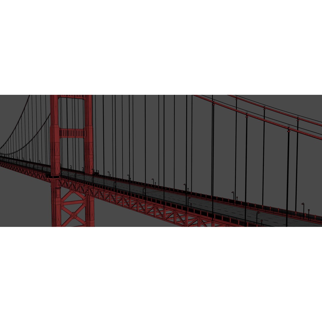 Golden Gate Bridge 3D Model – Low Poly Landmark Asset, FBX, OBJ, Blender