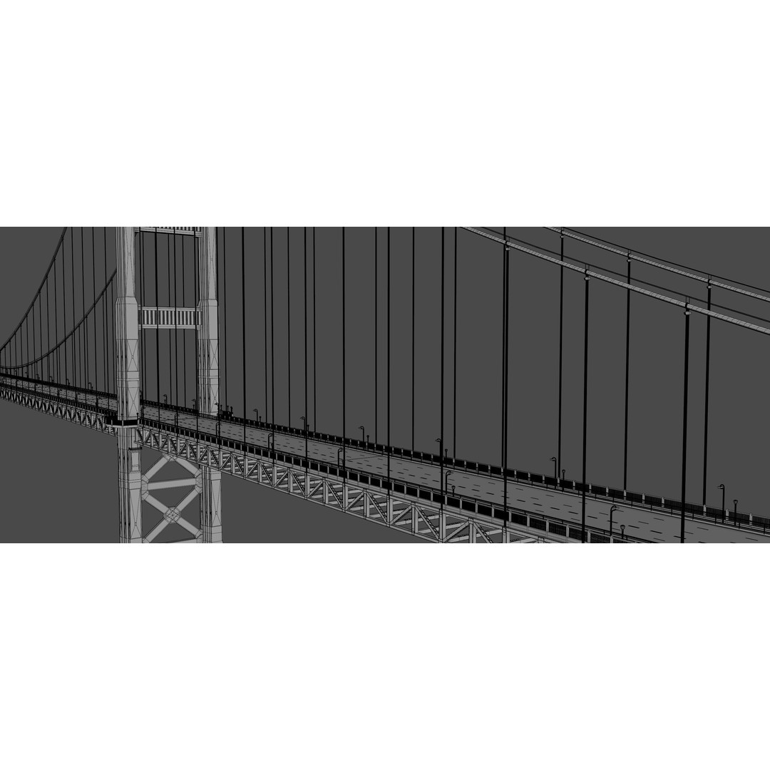 Golden Gate Bridge 3D Model – Low Poly Landmark Asset, FBX, OBJ, Blender - View 10
