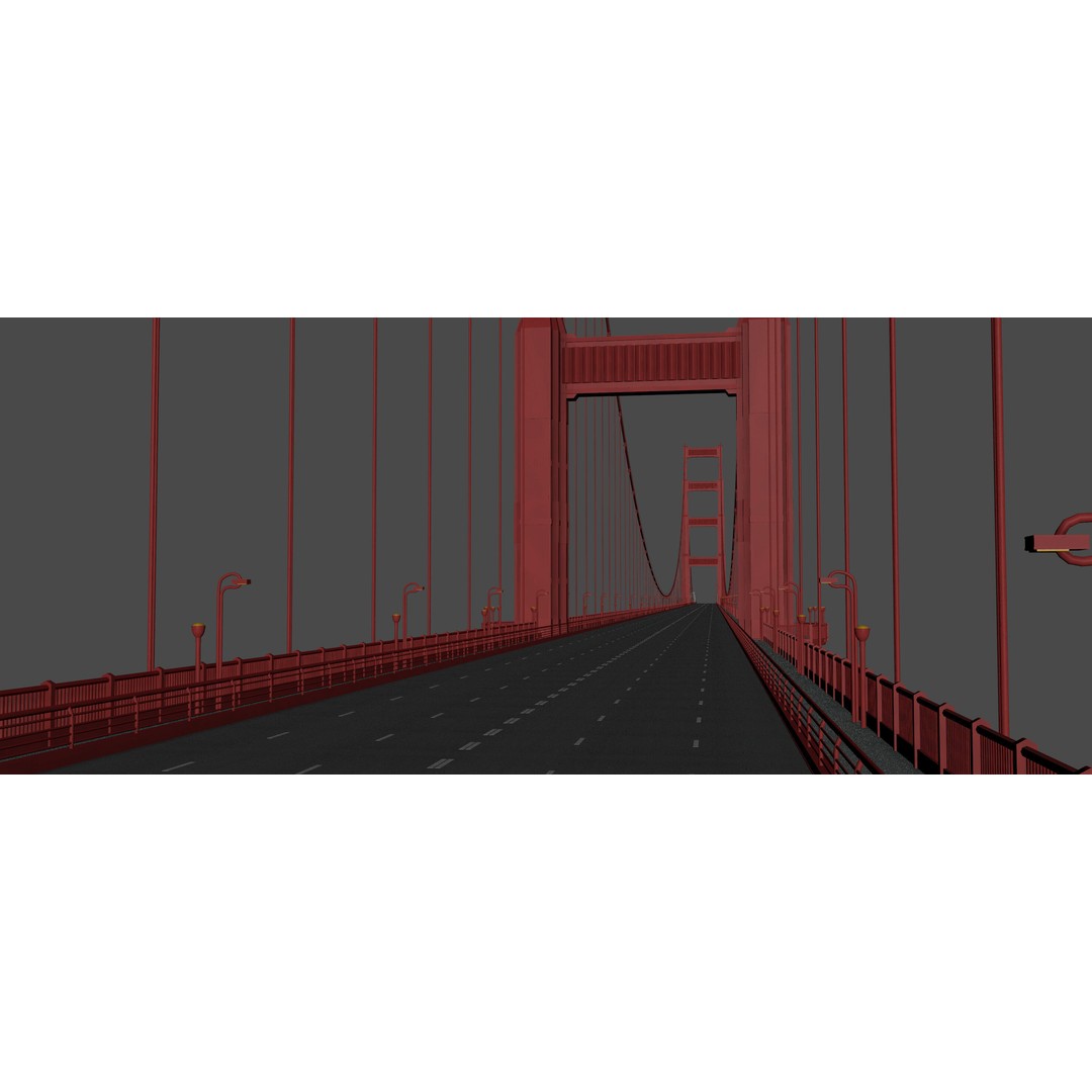 Golden Gate Bridge 3D Model – Low Poly Landmark Asset, FBX, OBJ, Blender - View 11