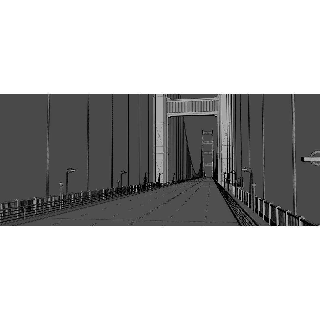 Golden Gate Bridge 3D Model – Low Poly Landmark Asset, FBX, OBJ, Blender - View 12
