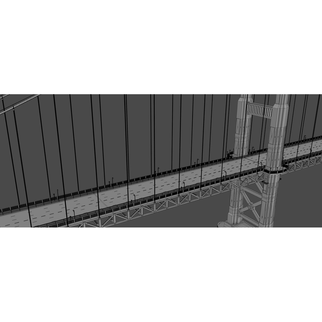 Golden Gate Bridge 3D Model – Low Poly Landmark Asset, FBX, OBJ, Blender - View 14