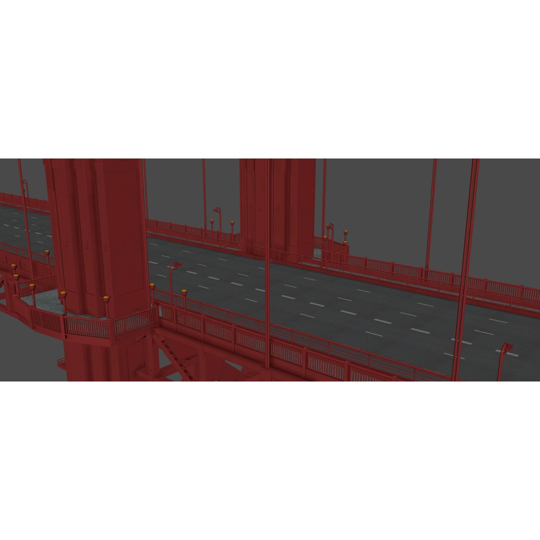 Golden Gate Bridge 3D Model – Low Poly Landmark Asset, FBX, OBJ, Blender - View 15