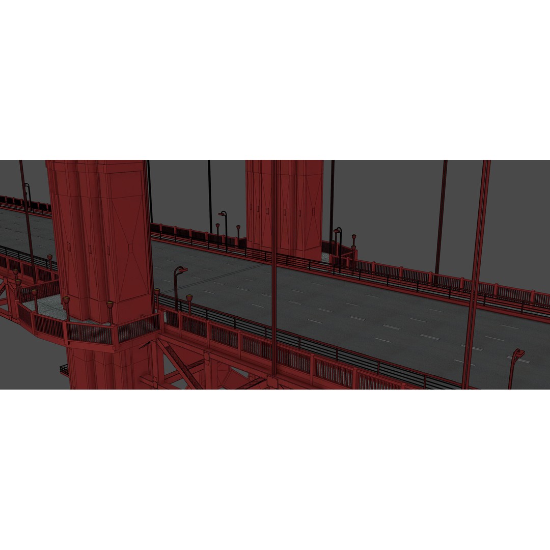 Golden Gate Bridge 3D Model – Low Poly Landmark Asset, FBX, OBJ, Blender - View 16