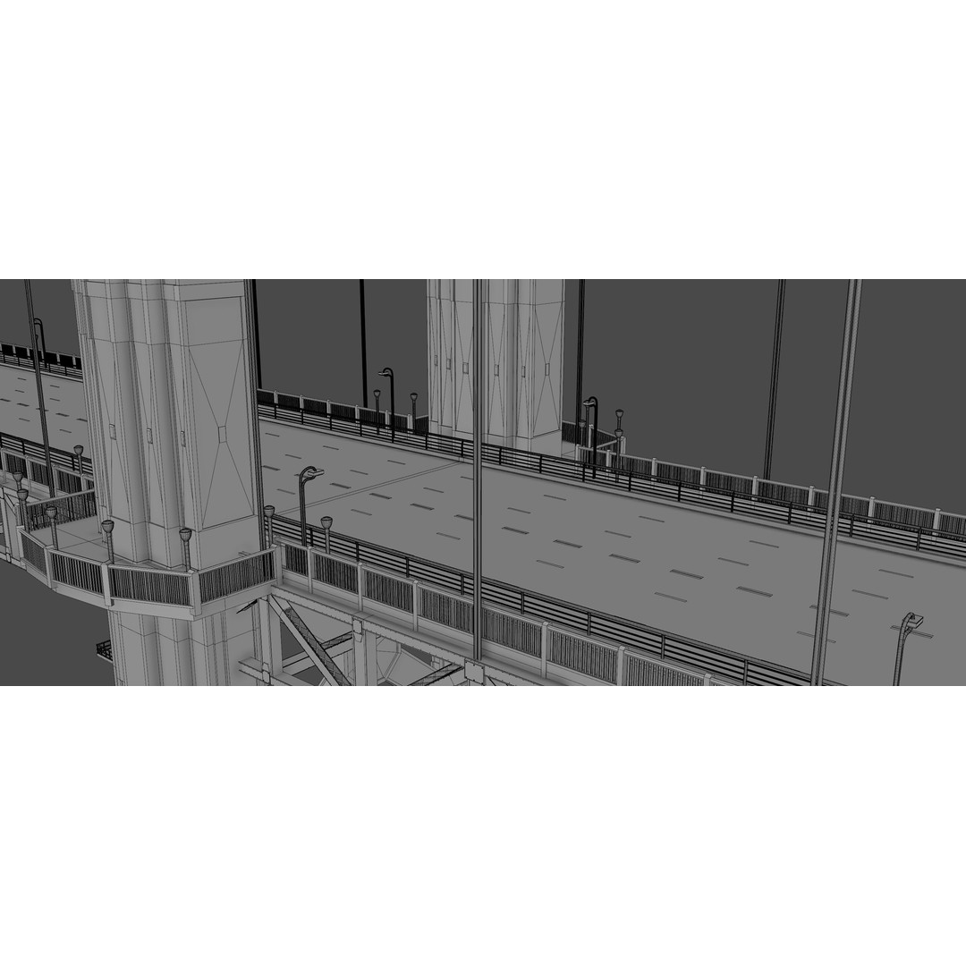 Golden Gate Bridge 3D Model – Low Poly Landmark Asset, FBX, OBJ, Blender - View 17
