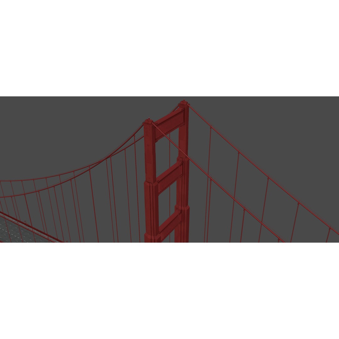 Golden Gate Bridge 3D Model – Low Poly Landmark Asset, FBX, OBJ, Blender - View 18