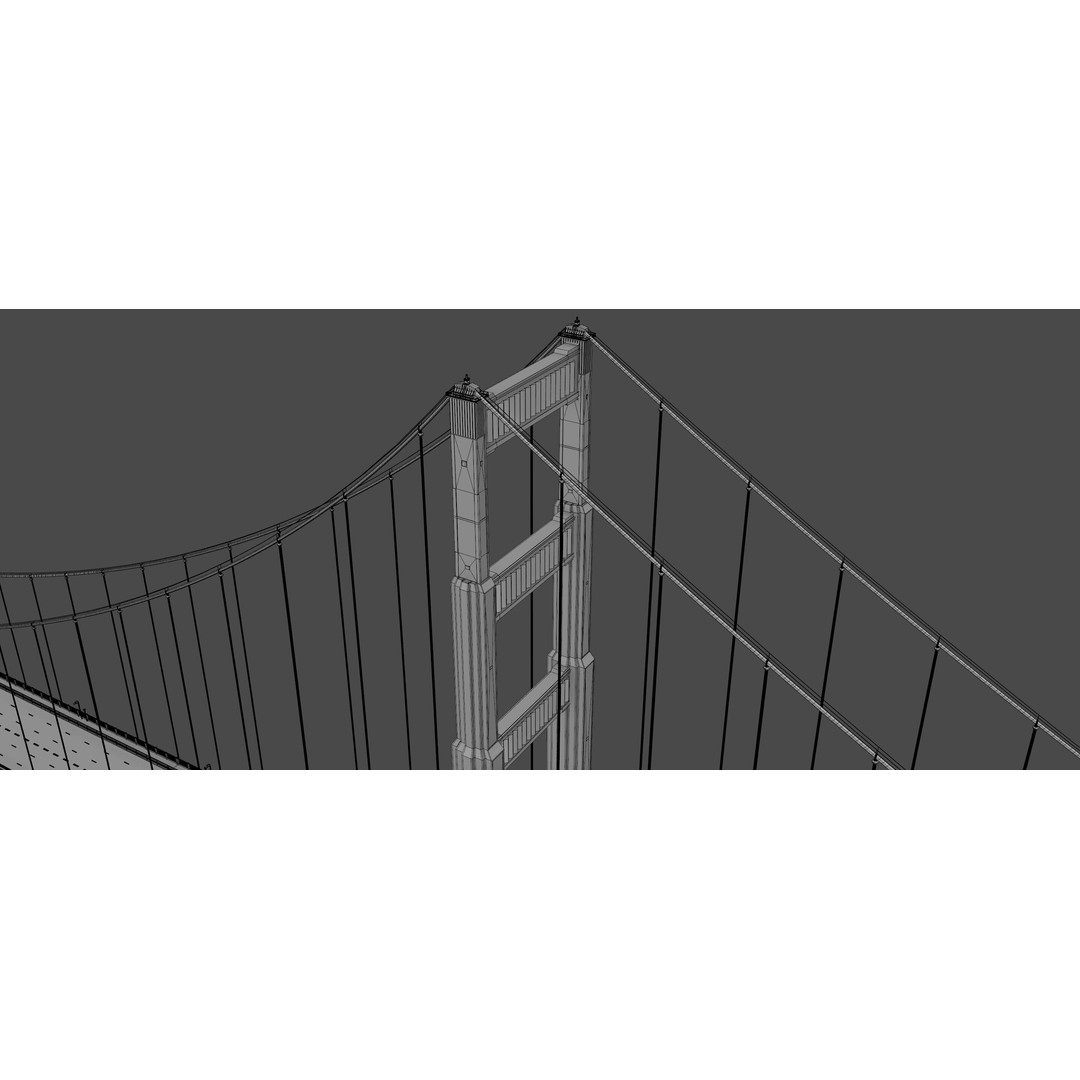 Golden Gate Bridge 3D Model – Low Poly Landmark Asset, FBX, OBJ, Blender - View 19