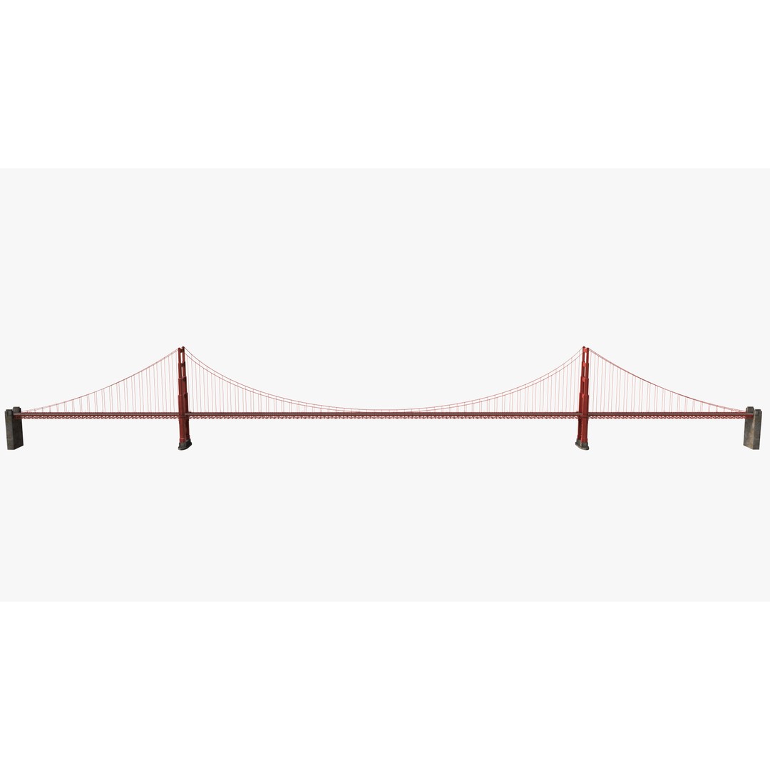 Golden Gate Bridge 3D Model – Low Poly Landmark Asset, FBX, OBJ, Blender - View 4