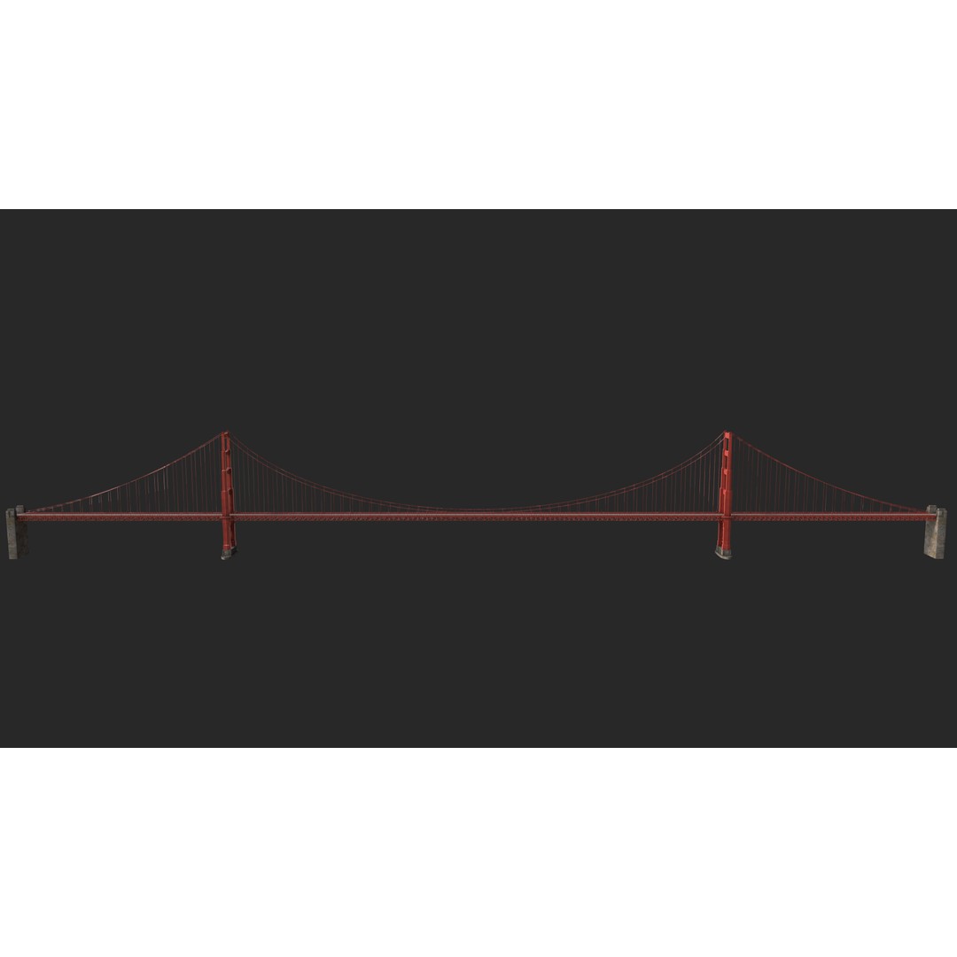 Golden Gate Bridge 3D Model – Low Poly Landmark Asset, FBX, OBJ, Blender - View 5