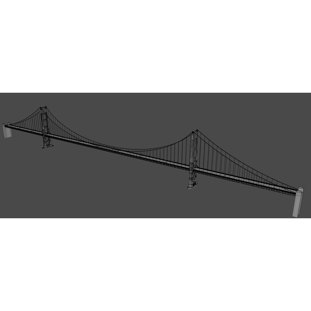 Golden Gate Bridge 3D Model – Low Poly Landmark Asset, FBX, OBJ, Blender - View 8