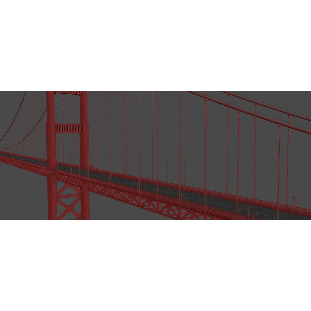 Golden Gate Bridge 3D Model – Low Poly Landmark Asset, FBX, OBJ, Blender - View 9