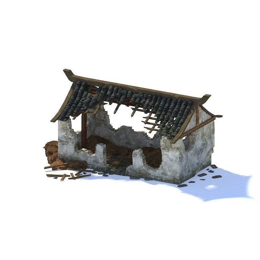 Abandoned House 3D Model – PBR Game Asset, FBX, OBJ, Blender