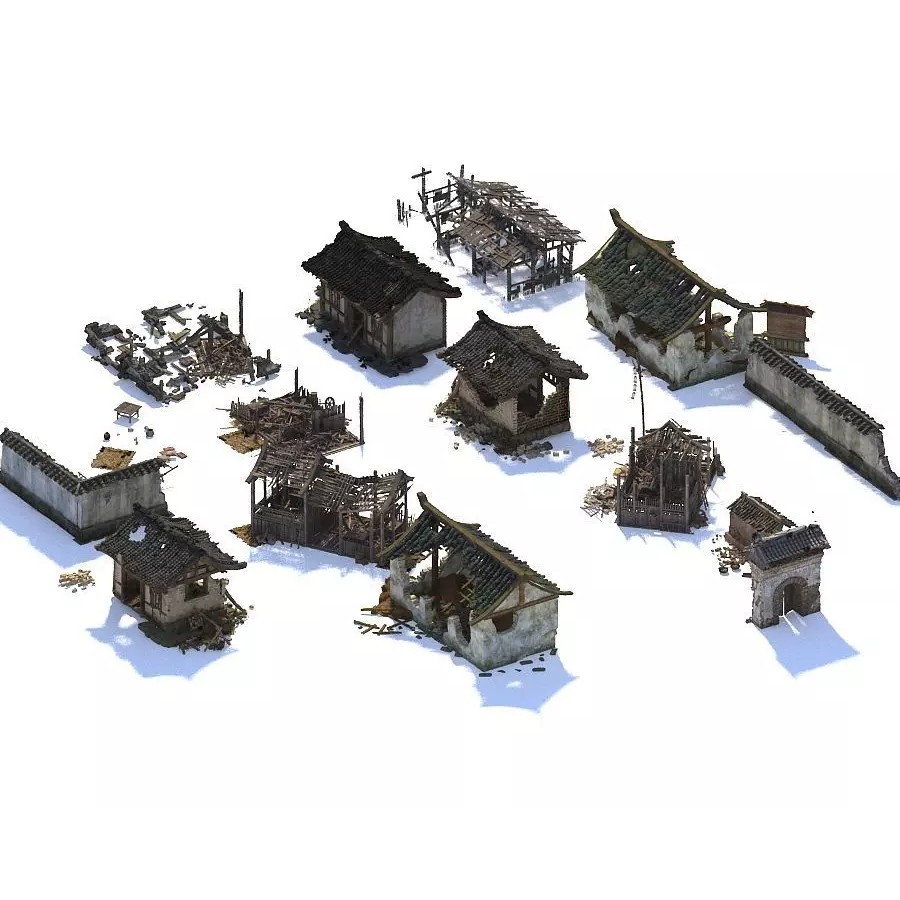 Abandoned House 3D Model – PBR Game Asset, FBX, OBJ, Blender - View 2