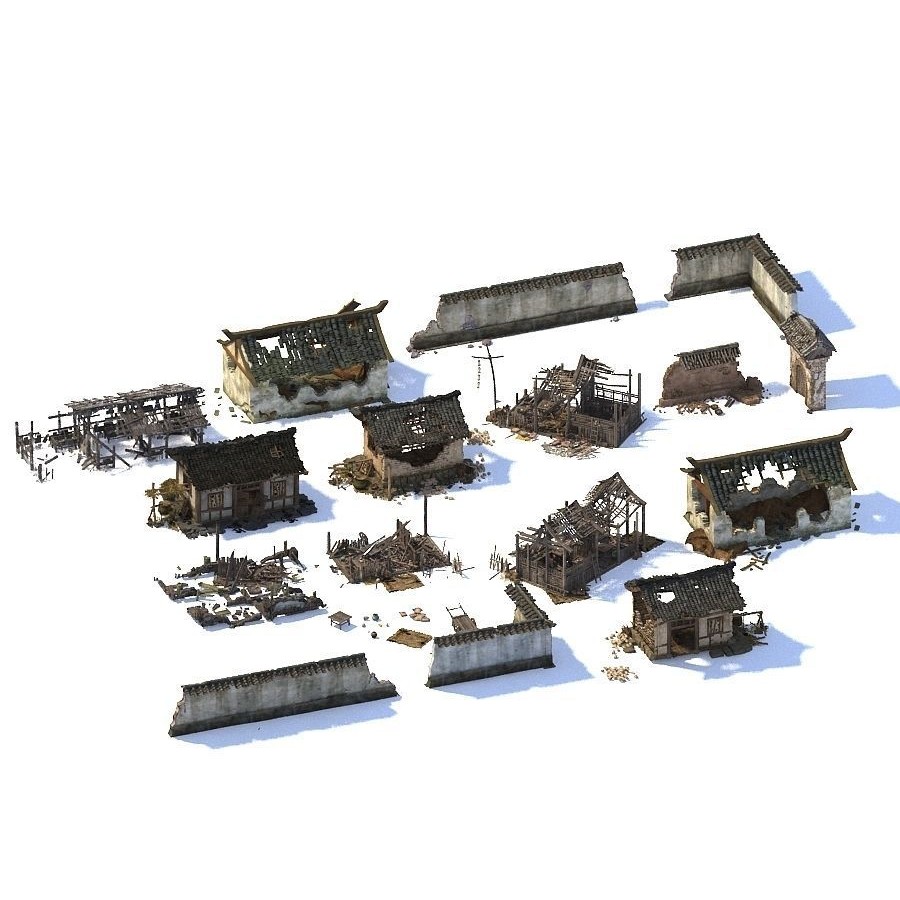 Abandoned House 3D Model – PBR Game Asset, FBX, OBJ, Blender - View 3