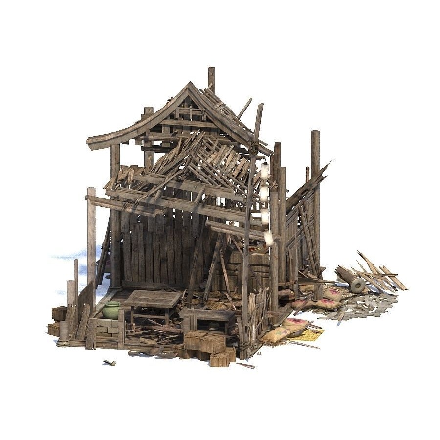 Abandoned House 3D Model – PBR Game Asset, FBX, OBJ, Blender - View 4